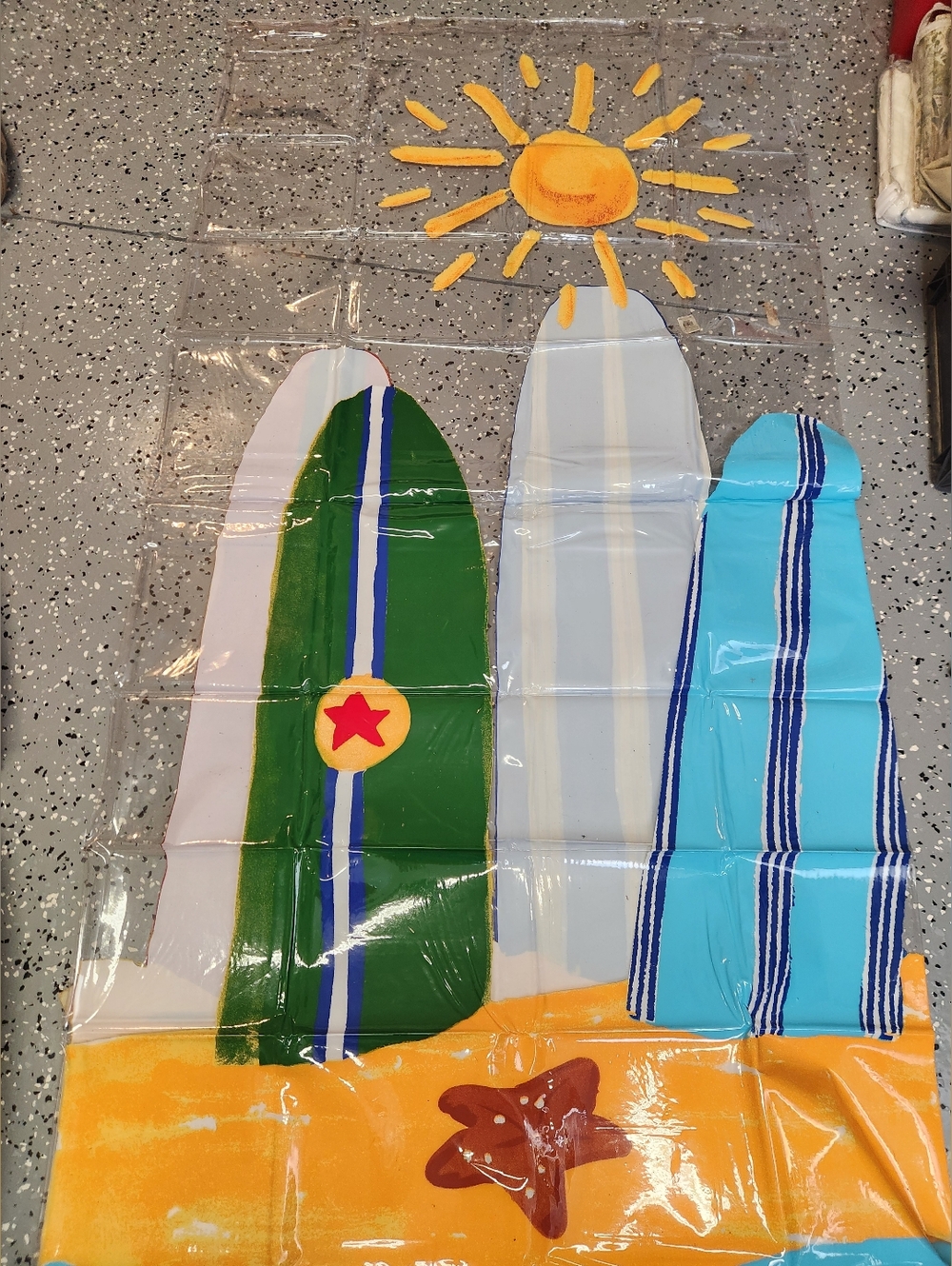 Pottery Barn Kids Island Surf Shower Curtain 72x72  100% PVC Clear NOS
